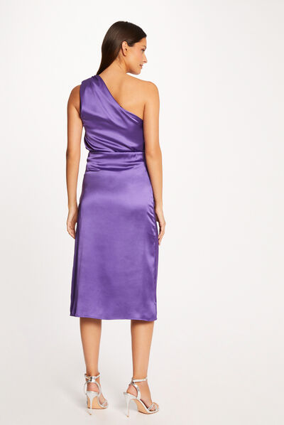 Blusa asimétrica de satén violeta mujer