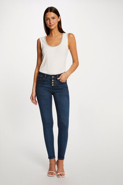 Vaquero slim abotonado vaquero stone mujer