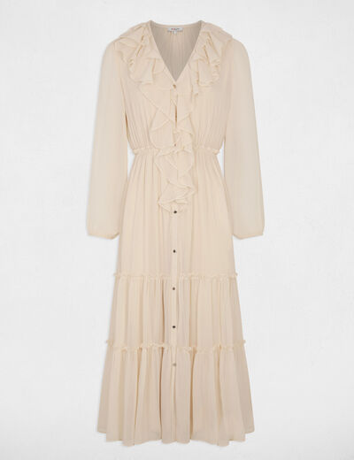 Vestido largo fluido creme mujer