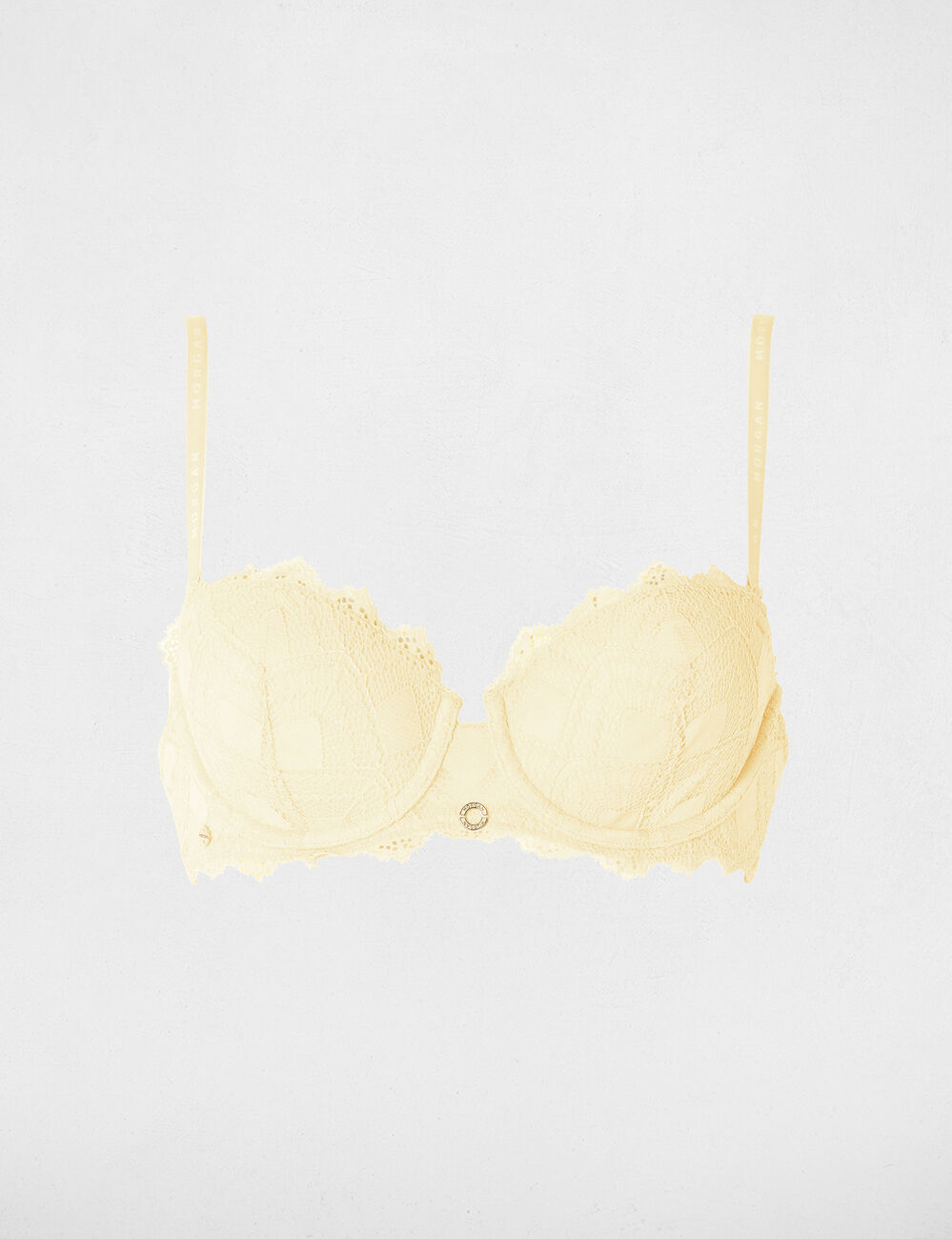 Sujetador de encaje con tirantes finos amarillo mujer