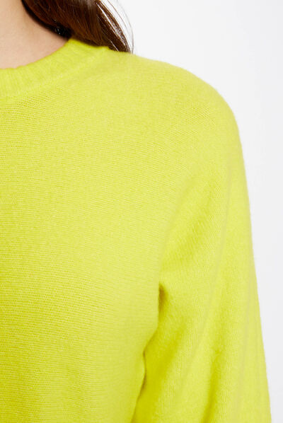 Jersey manga larga con cuello redondo anis mujer