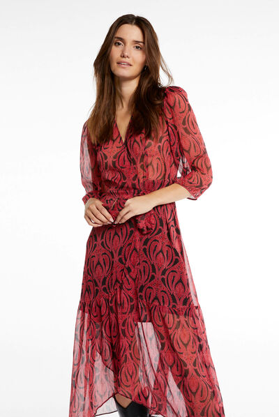 Vestido midi cruzado estampado abstracto multico mujer