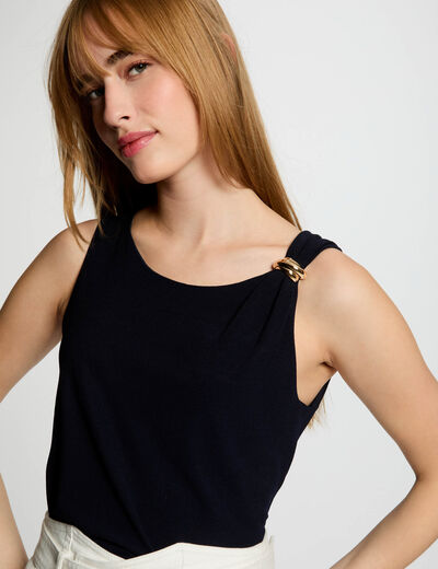 Top sin manga azul marino mujer