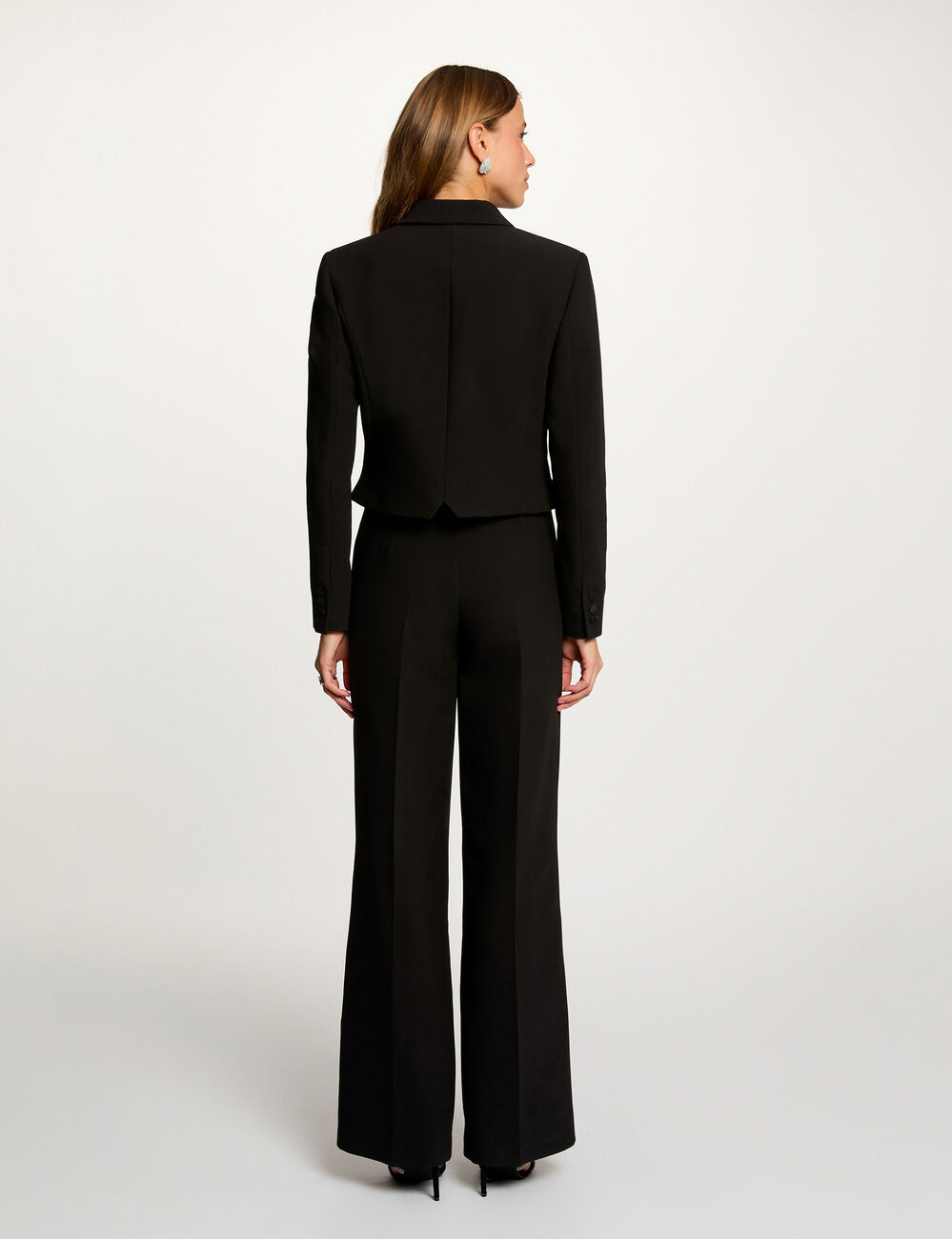 Pantal&oacute;n ancho de tiro alto negro mujer