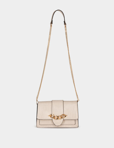 Bolso satchel efecto cocodrilo marfil mujer
