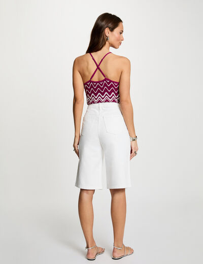 Top punto estampado ciruela mujer