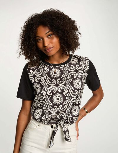 Camiseta cropped estampada blanco mujer