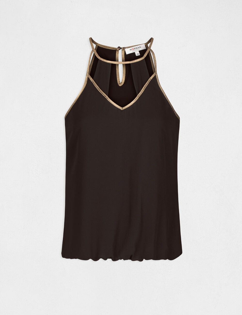 Blusa con tirantes finos y ribetes negro mujer