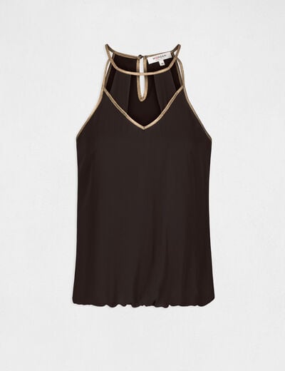 Blusa con tirantes finos y ribetes negro mujer
