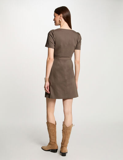 Vestido corto ajustado verde caqui mujer
