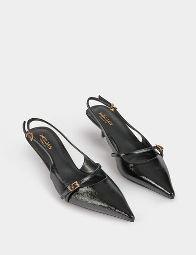 Zapato slingback negro mujer
