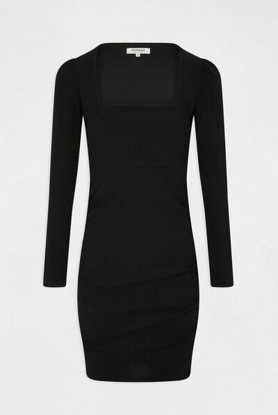 Vestido ajustado con escote de corazón negro mujer