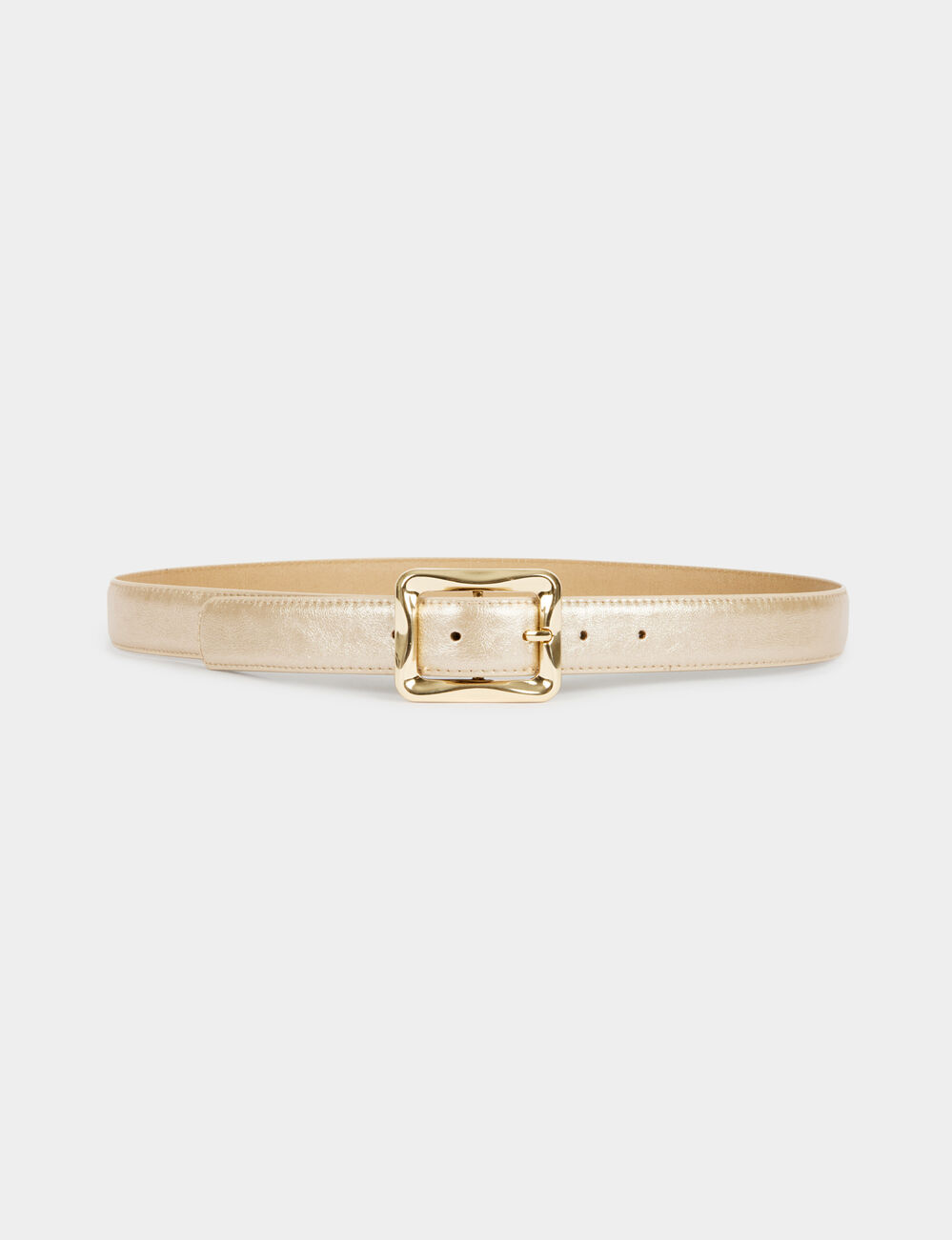 Cintur&oacute;n fino con hebilla beige mujer