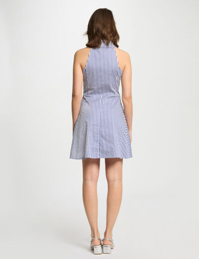 Vestido corto evasé rayas multicolor mujer