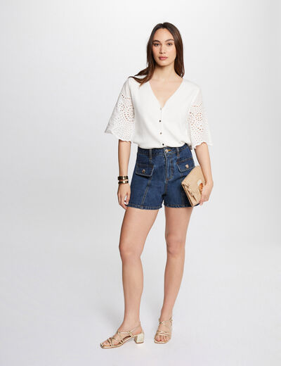 Short vaquero ajustado vaquero stone mujer