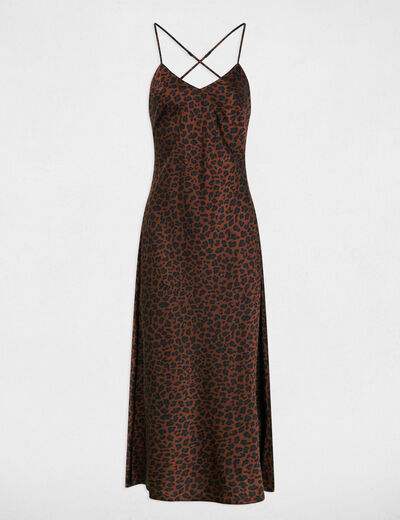Vestido satinado con cuello en v multicolor mujer
