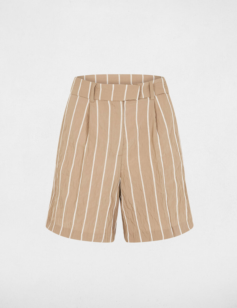 Pantal&oacute;n corto de rayas de tiro alto topo mujer