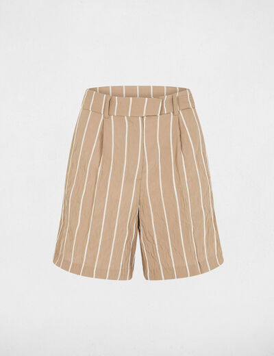 Pantal&oacute;n corto de rayas de tiro alto topo mujer