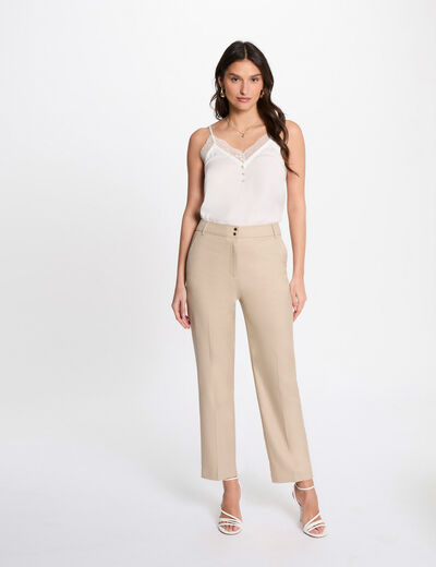 Pantalón recto marron clair mujer