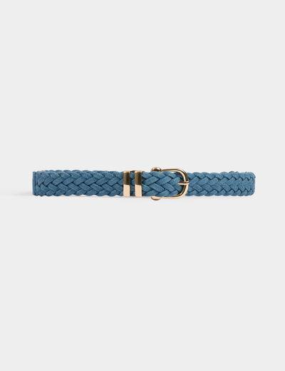 Cinturón vaquero trenzado denim stone mujer