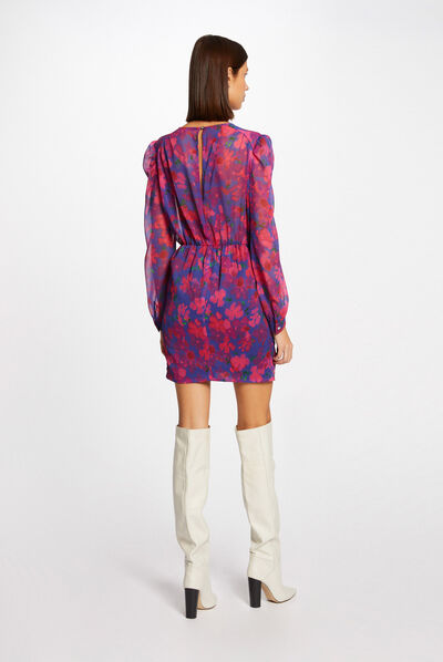 Vestido ajustado drapeado estampado multicolor mujer