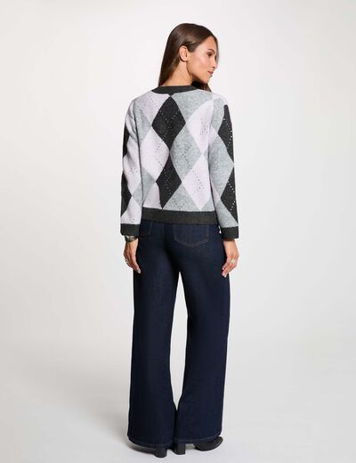 C&aacute;rdigan jacquard con cuello redondo gris moyen mujer