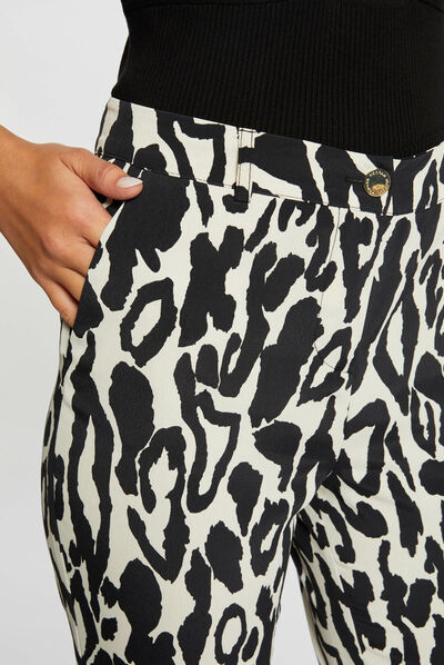 Pantalón recto estampado animal multico mujer