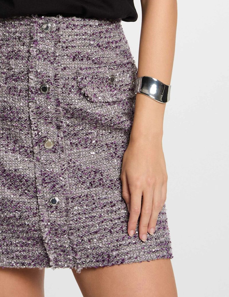Falda corta de tweed multicolor mujer