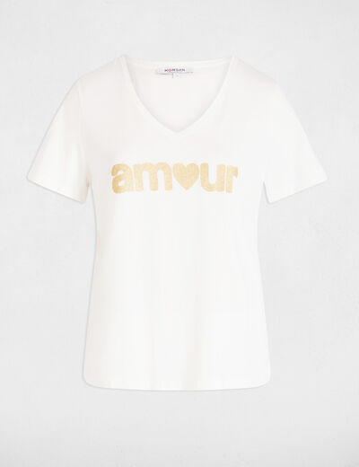 Camiseta con inscripción blanco mujer