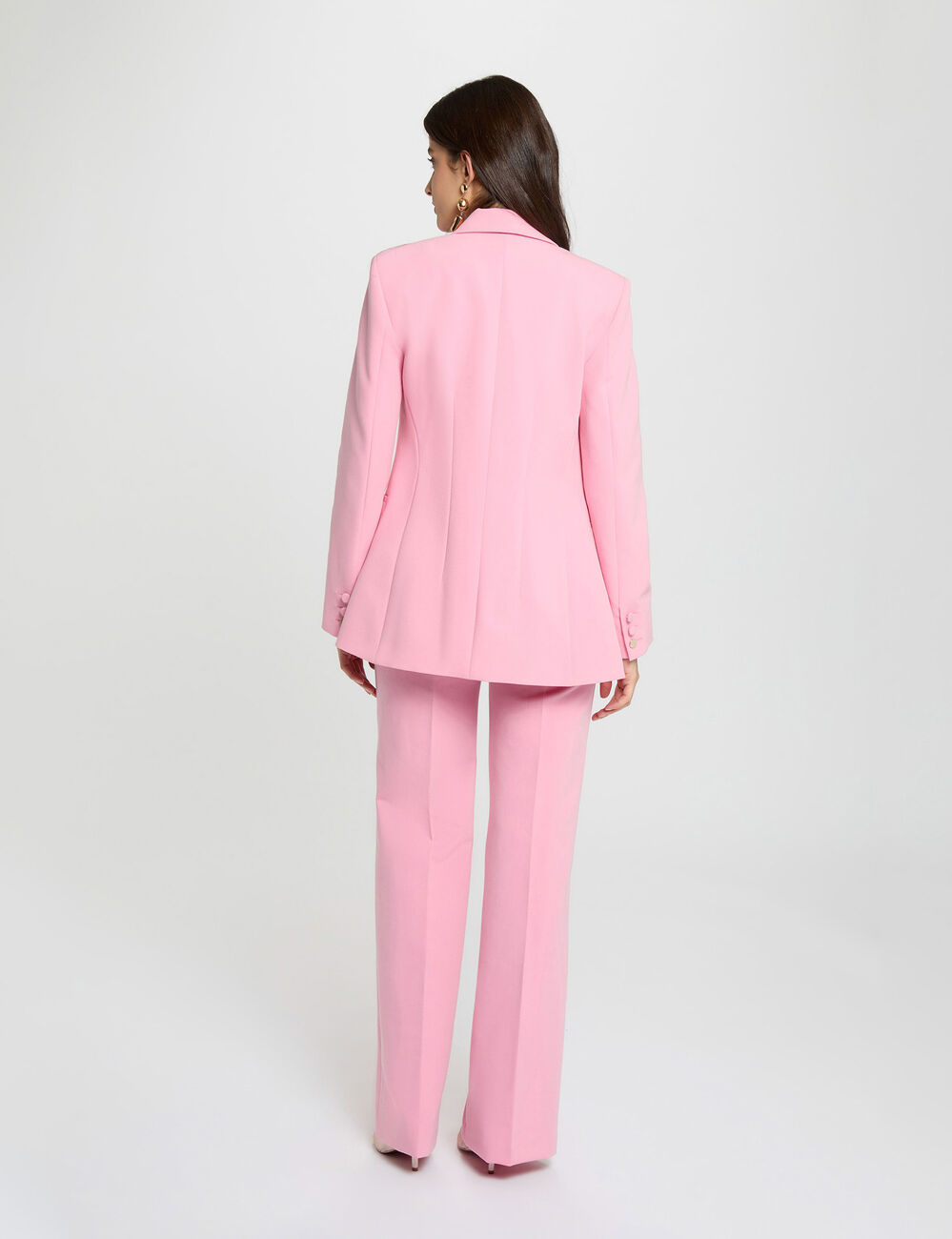 Chaqueta con cuello chal rosa claro mujer