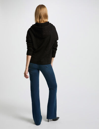 Jersey escote con capucha negro mujer