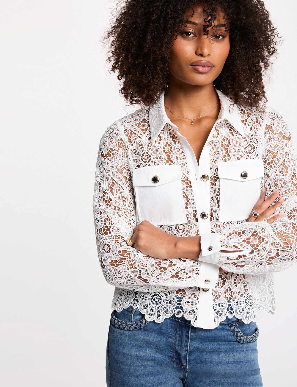 Camisa manga larga blanco mujer