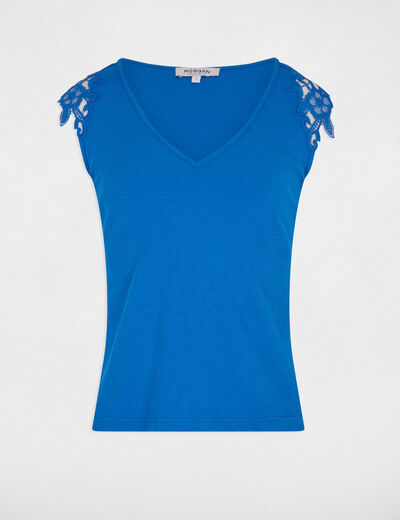 Top sin manga azul eléctrico mujer