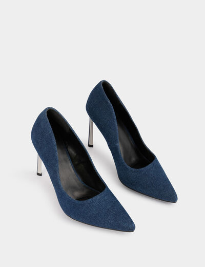 Zapatos tacones de aguja denim crudo mujer