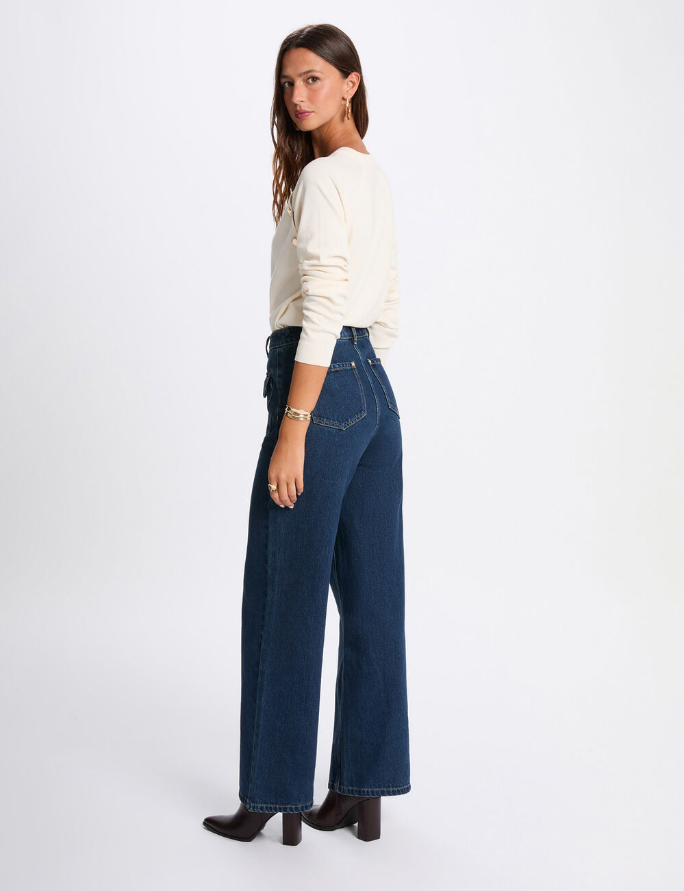 Jersey fino ajustado marfil mujer