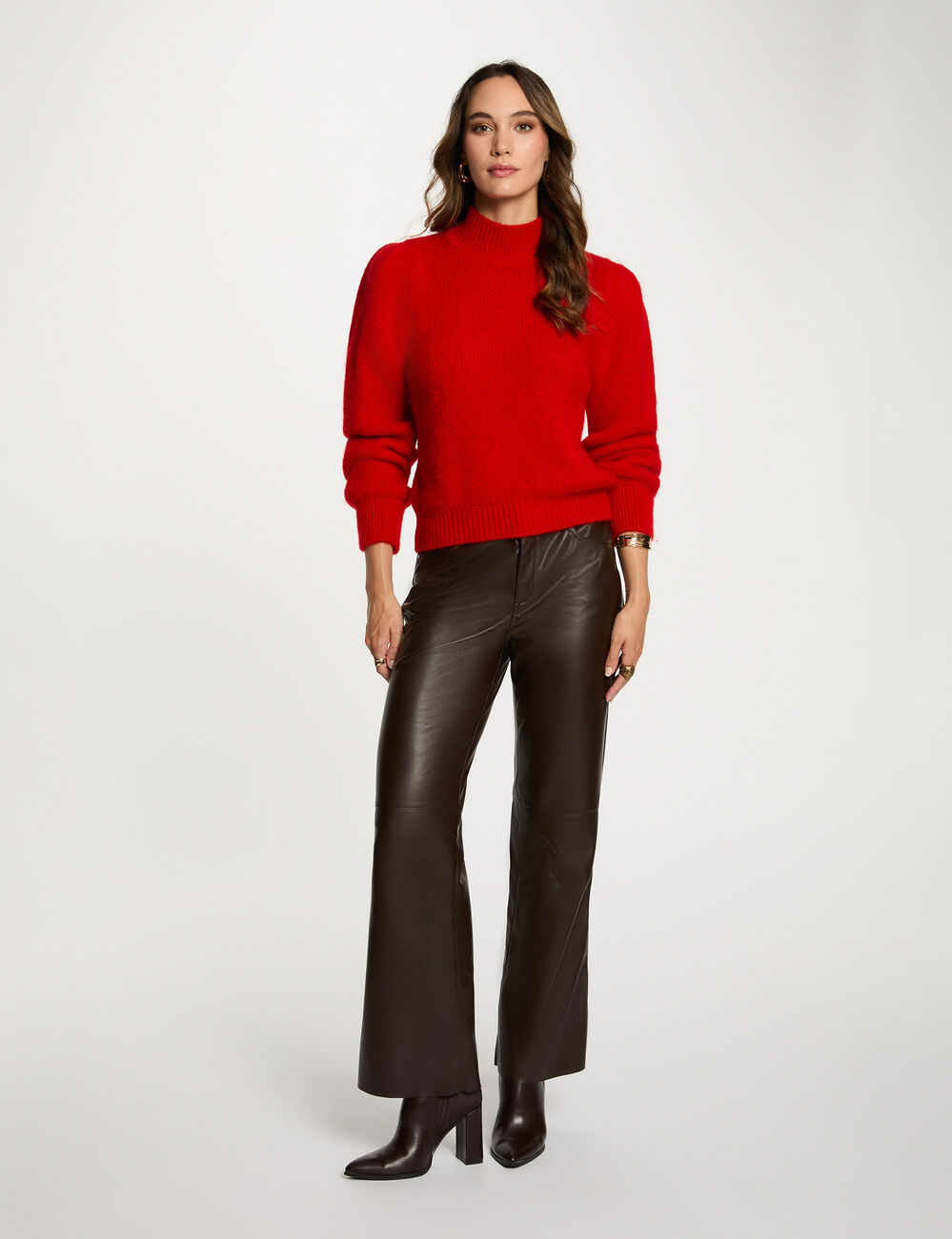 Jersey con cuello alto rojo mujer