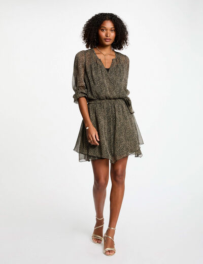 Vestido acampanado estampado multicolor mujer