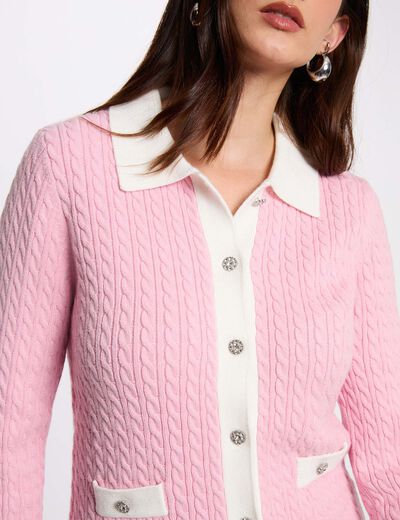 Chaleco entallado con solapa rosa claro mujer