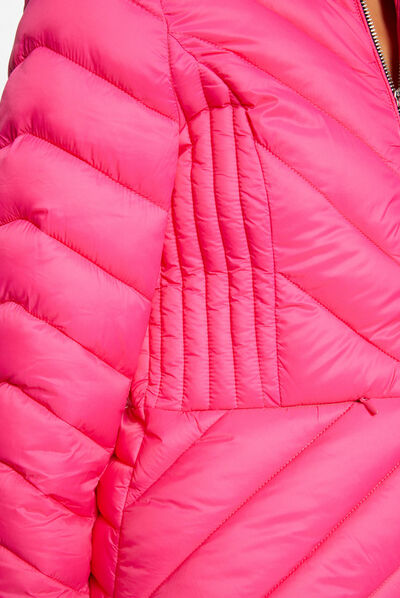 Plumón recto con cremallera fucsia mujer