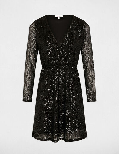 Vestido corto ajustado negro mujer