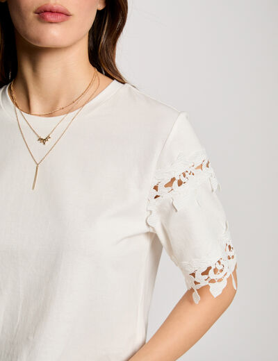 Camiseta de manga corta blanco mujer
