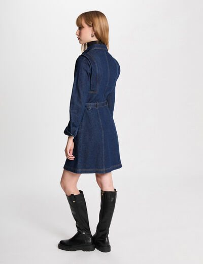 Vestido ajustado vaquero denim crudo mujer