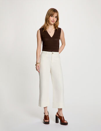 Pantal&oacute;n culotte de tiro alto blanco mujer
