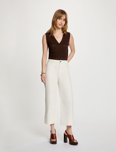 Pantal&oacute;n culotte de tiro alto blanco mujer