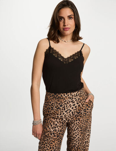 Top con tirantes finos negro mujer