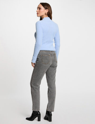 Jersey manga larga punto aterciopelado azul cielo mujer