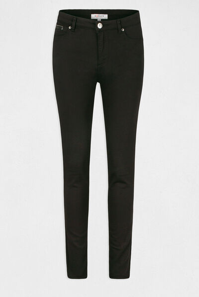 Pantalón slim talle estándar negro mujer