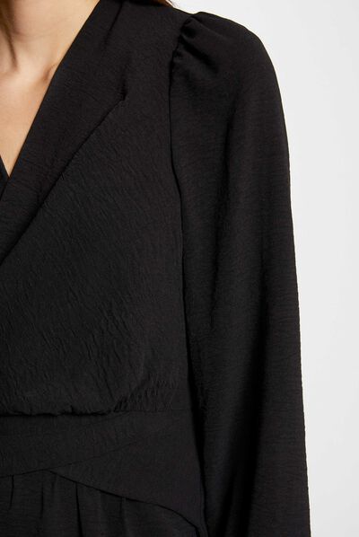 Vestido corto recto negro mujer
