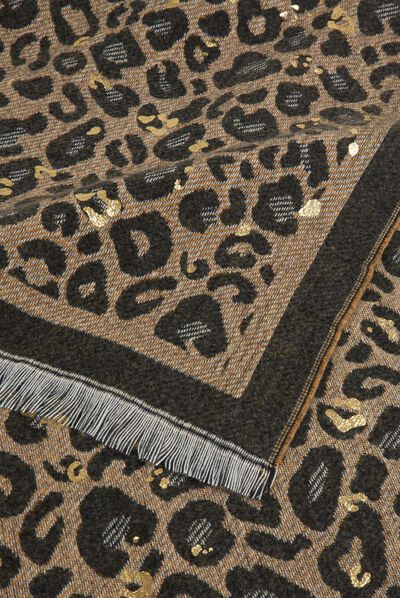 Bufanda con estampado de leopardo negro mujer