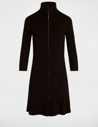 Vestido punto ajustado negro mujer